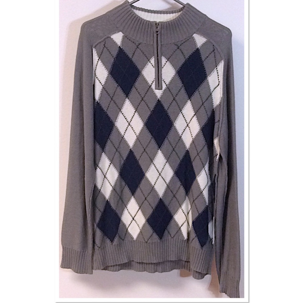 BKE ARGYLE 1/4 ZIP SWEATER